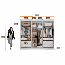 Guarda Roupa Casal 100% Mdf 6 Portas 8 Gavetas - Livorno-branco - Móveis Novo Horizonte - 5