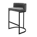 Ver imagem 2 de Banqueta Alta Estofada Estrutura Aço Carbono Belly Ii Base Preto 75cm Suede Cinza