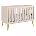 Ver imagem 5 de Jogo de Quarto Infantil Theo Guarda Roupa 3 Portas e Berço Rosa Fosco com Pés Madeira Natural -