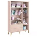 Ver imagem 3 de Jogo de Quarto Infantil Theo Guarda Roupa 3 Portas e Berço Rosa Fosco com Pés Madeira Natural -