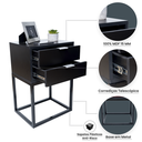 Ver imagem 3 de Mesa de Cabeceira Industrial Preto 50cm com 2 Gavetas Base Preta- Enviamos Montado