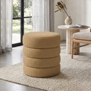 Ver imagem 1 de Puff Decorativo Redondo Mid Bouclé Camel - Nexta Casa