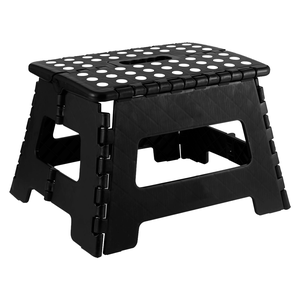 Banqueta Plástica Multiuso Dobrável Portátil com Alça 22cm Preto