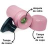 Kit Garrafa Térmica Água Quente Chá Pote P Leite Açucar Rosa - 4