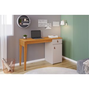 Mesa de Estudo Helo com Porta e Gaveta:cinamomo / Off