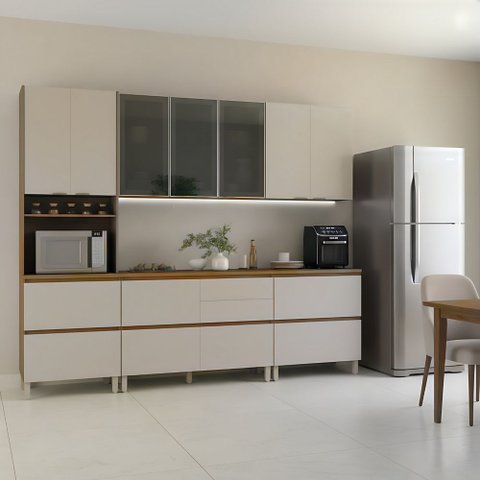 Armário de Cozinha Completa 10 Portas 6 Gavetas Lais Madeirado/fendi