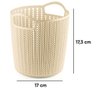 Cesto Trançado Plástico Organizador Alto-P Cor:Bege - 4