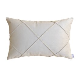 Capa de Almofada Retangular Veludo Bege 35x65cm - 2