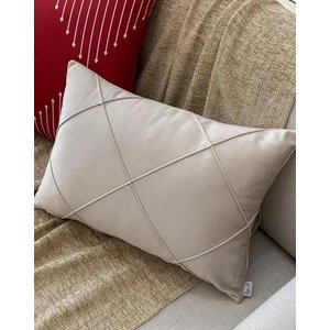 Capa de Almofada Retangular Veludo Bege 35x65cm