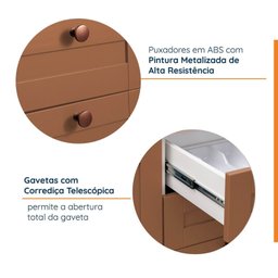 Balcão 4 Gavetas 40cm sem Tampo Arizona Cabecasa Madeiramadeira - 5