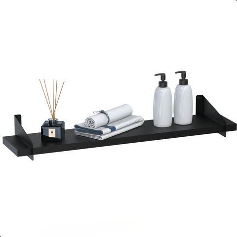 Prateleira Suspensa Estilo Industrial de Madeira 50cm Fs P:preto