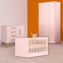 Ver imagem 1 de Conjunto Berço Mini Cama, Cômoda Sapateira Slim e Guarda Roupa Rosa