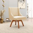 Ver imagem 2 de Kit 6 Cadeiras Decorativas Sala de Jantar Base Giratória de Madeira Firenze Pu Bege/natural G19 - Gr