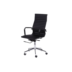 Cadeira Escritório Preta Presidente Eames Couro 3301 Alta