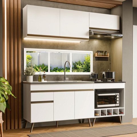Cozinha Completa Compacta Florença 6 Portas 1 Gaveta MDP 190cm Branca Multimóveis