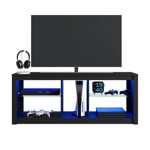 Rack com Led 02 Prateleiras em Vidro 136cm Preto Proddy