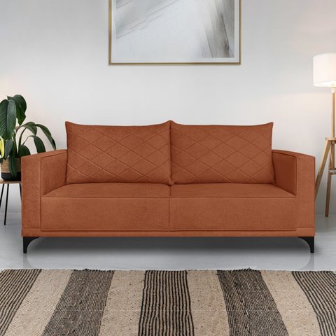 Sofa Nori 2 Lugares Pes de Ferro 160cm Linho Boucle 3303 Ezz