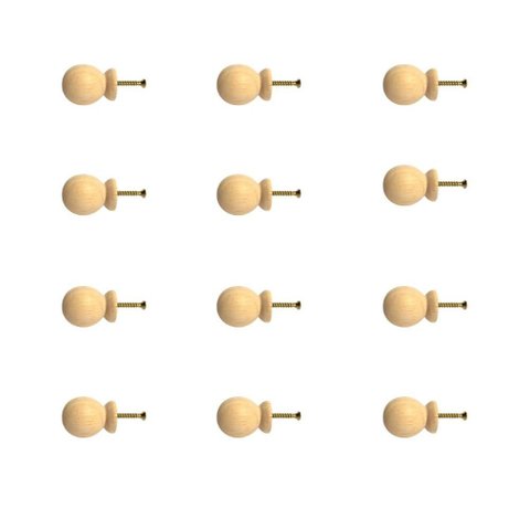 Kit 12 Puxadores de Madeira Redondos P/ Móveis Gavetas Armários Modelo Bola