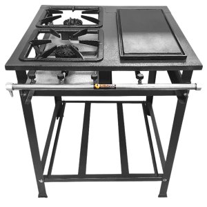 Fogão Industrial 2 Bocas Alta Pressão P5 com Chapa Bifeteira Metalfour