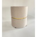Ver imagem 1 de Puff Banqueta Redondo Luxo Cinta Dourada Decorar Sala Moveis (linho Bege)