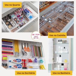 Organizadores de Gaveta Transparentes Multiuso Cozinha Banheiro Escritório Lavanderia - 3
