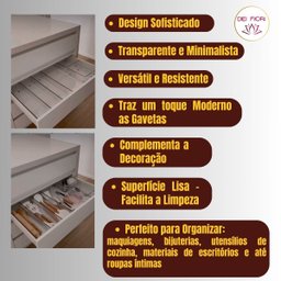 Organizadores de Gaveta Transparentes Multiuso Cozinha Banheiro Escritório Lavanderia - 2