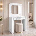 Ver imagem 3 de Penteadeira Camarim com LED e Espelho 1 Gaveta Ripada 90cm Blush B02 Branco - Lyam Decor