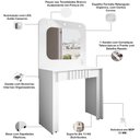 Ver imagem 5 de Penteadeira Camarim com LED e Espelho 1 Gaveta Ripada 90cm Blush B02 Branco - Lyam Decor
