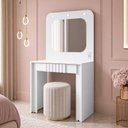 Ver imagem 4 de Penteadeira Camarim com LED e Espelho 1 Gaveta Ripada 90cm Blush B02 Branco - Lyam Decor
