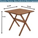 Ver imagem 2 de Mesa Dobrável Ipanema Mestra Móveis 70 cm (Largura) Madeira Maciça Nogueira 74 cm (Altura)