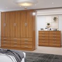 Ver imagem 1 de Guarda-roupa Casal Ruby 6 Portas 9 Gavetas com Cômoda 10 Gavetas Cinamomo - Panorama Móveis