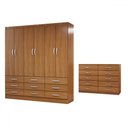 Ver imagem 3 de Guarda-roupa Casal Ruby 6 Portas 9 Gavetas com Cômoda 10 Gavetas Cinamomo - Panorama Móveis