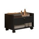 Ver imagem 2 de Armário para Banheiro Prisma com Uma Gaveta Nicho e Rodízios - Jm3:preto