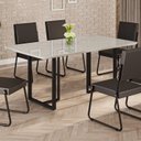 Ver imagem 2 de Mesa para Sala de Jantar Retangular 160x90cm MDF com Vidro Lunna Branco Preto Fosco/Off White
