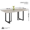 Ver imagem 3 de Mesa para Sala de Jantar Retangular 160x90cm MDF com Vidro Lunna Branco Preto Fosco/Off White
