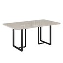 Ver imagem 1 de Mesa para Sala de Jantar Retangular 160x90cm MDF com Vidro Lunna Branco Preto Fosco/Off White