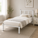 Ver imagem 3 de Cama Solteiro Infinito Branca em Aço Reforçado com Cabeceira Moderna e Estrado Resistente