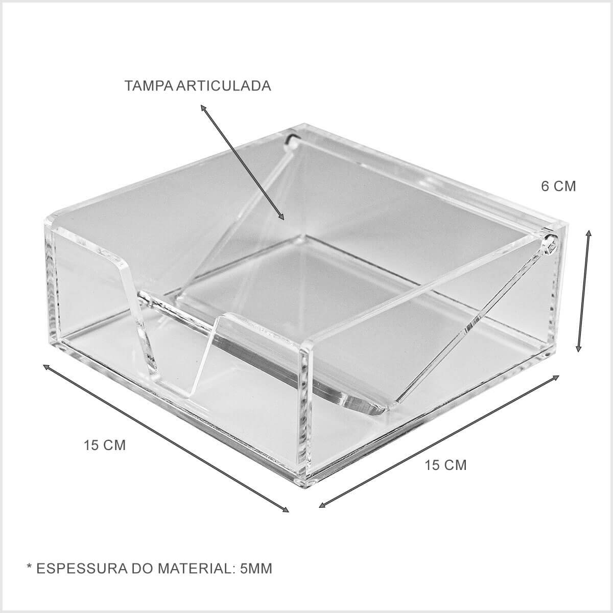 PORTA GUARDANAPOS ACRÍLICO TRANSPARENTE 5MM CENTAURI MOD P Centauri Acrílicos PG-P - 5