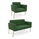 Ver imagem 1 de Sofá Namoradeira e Poltrona Pé de Ferro Dourado Elisa Suede D03 - D'Rossi Cor Verde