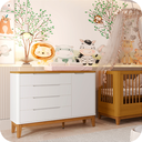 Ver imagem 2 de Cômoda Infantil Boom 1 Porta 4 Gavetas Branco Fosco/Savana