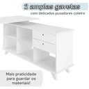 Ver mais imagens de Escrivaninha Retrô em L Mesa Escritório e Home Office com e Gold 2 Gavetas 5 Nichos 145cm 