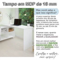Escrivaninha Retrô em L para Escritório e Home Office com 2 Gavetas e 5 Nichos Gold - 11