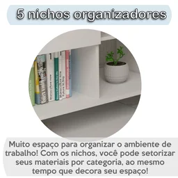 Escrivaninha Retrô em L para Escritório e Home Office com 2 Gavetas e 5 Nichos Gold - 12