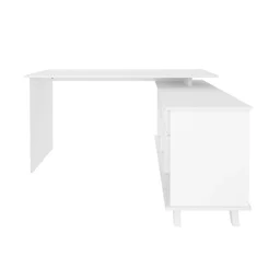 Escrivaninha Retrô em L para Escritório e Home Office com 2 Gavetas e 5 Nichos Gold - 14