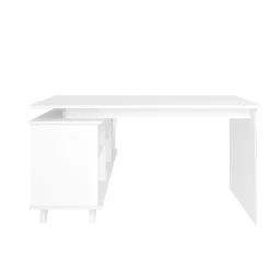 Escrivaninha Retrô em L para Escritório e Home Office com 2 Gavetas e 5 Nichos Gold - 15