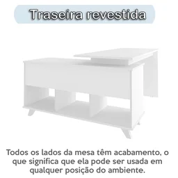 Escrivaninha Retrô em L para Escritório e Home Office com 2 Gavetas e 5 Nichos Gold - 9