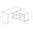 Ver imagem 4 de Escrivaninha Retrô em L Mesa Escritório e Home Office com e Gold 2 Gavetas 5 Nichos 145cm Branco Art