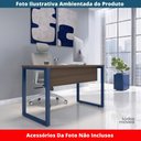 Ver imagem 2 de Mesa Escritório P25 Tub Pandin 150 Cm (larg) X 70 Cm (prof) Tampo Mdp Walnut Pé Aço Tubular Azul