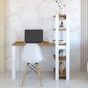Ver imagem 3 de Mesa Escrivaninha C/ Estante 4 Prateleiras Licce Branco/freijó