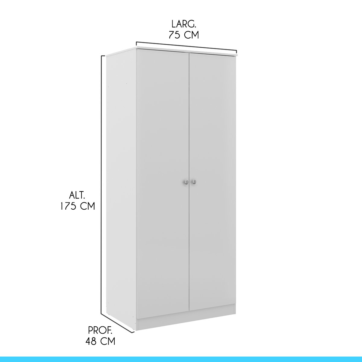 Guarda Roupa com 2 Portas 75x175cm Branco 6502 - 3